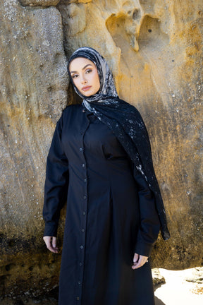 Black Marble- Printed Modal Hijab