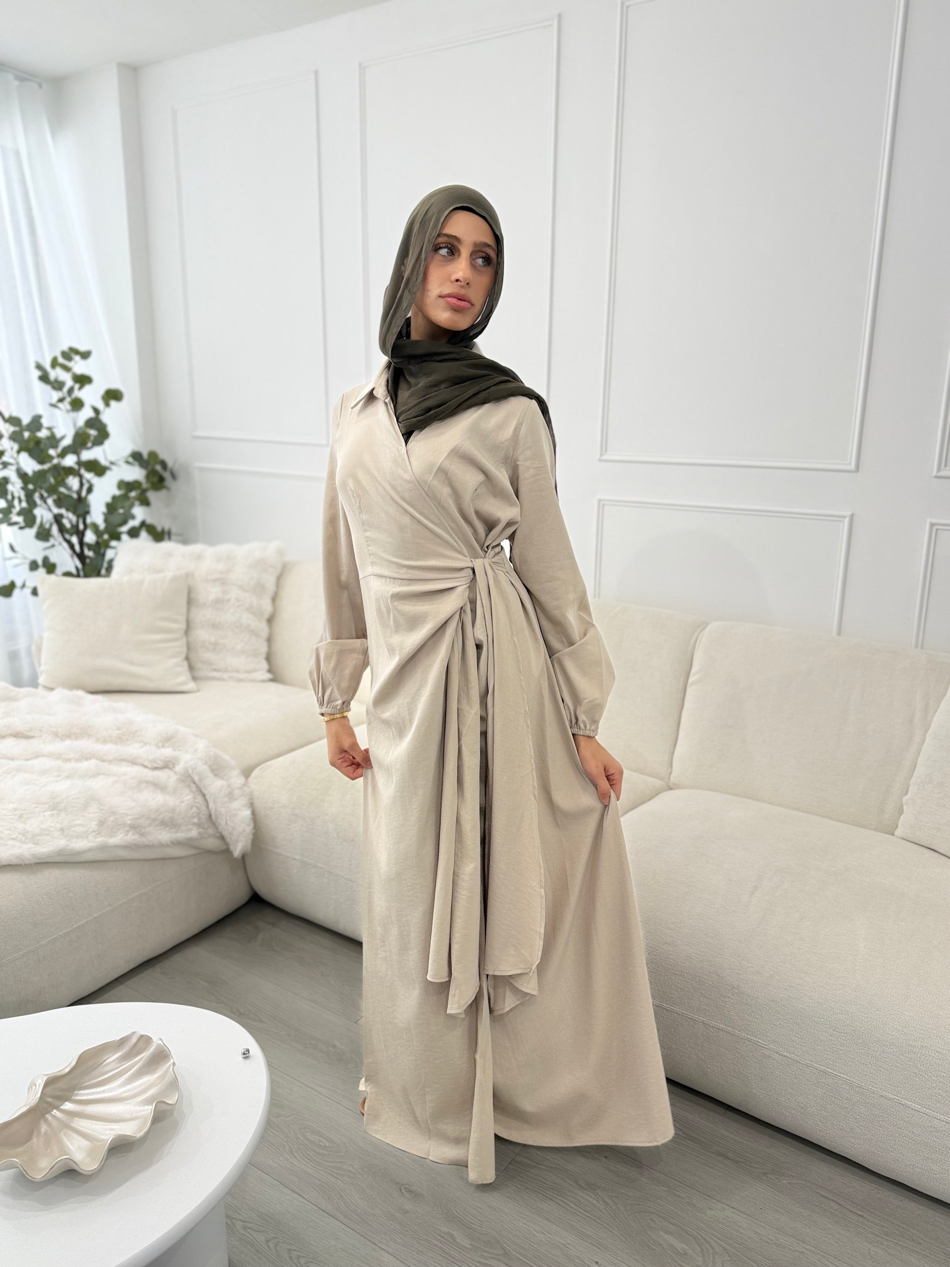Aya Wrap Dress- Stone