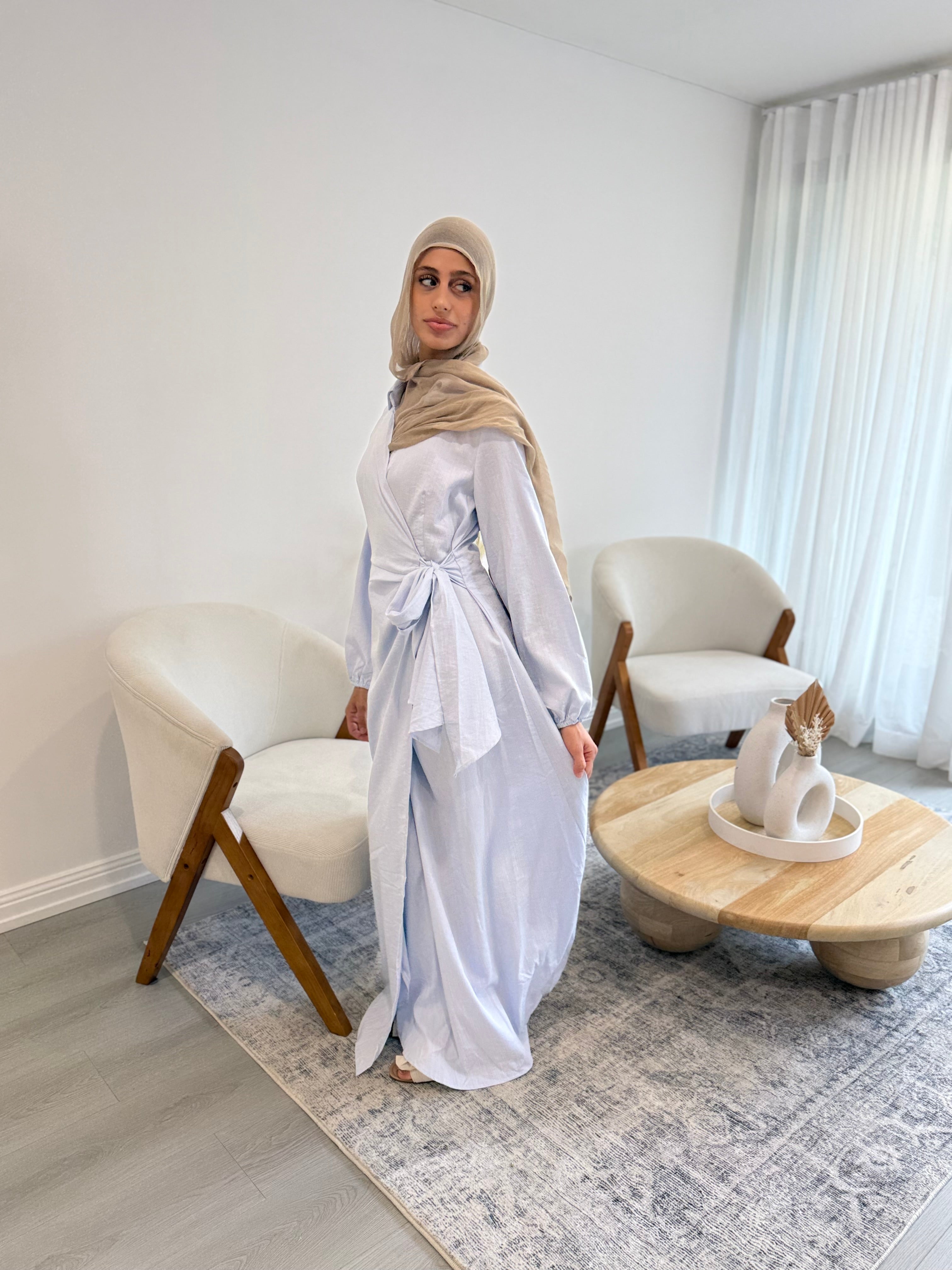 Aya Wrap Dress- Light Blue