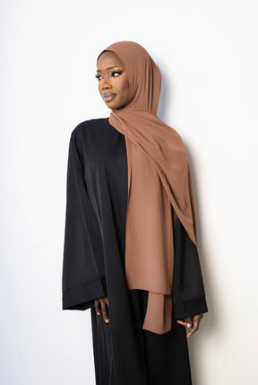 Premium Chiffon Hijab Set- Chocolate Brown