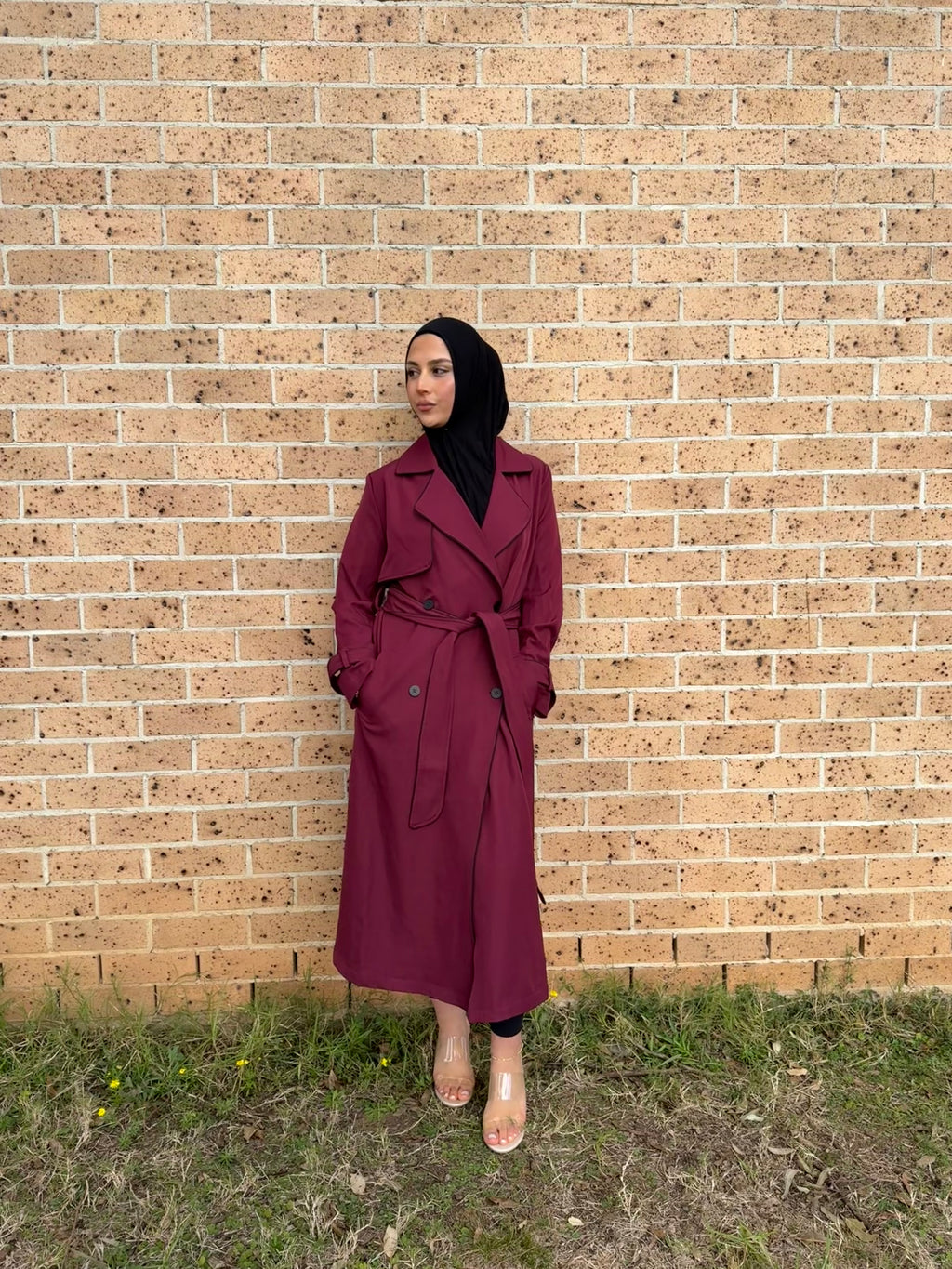 Sarah Trench Coat- Maroon