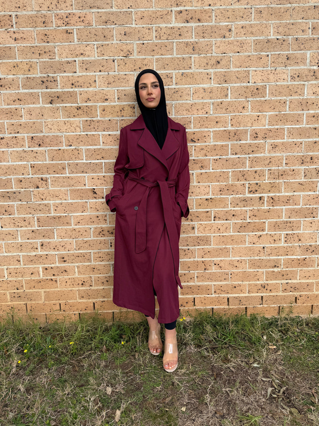 Sarah Trench Coat- Maroon