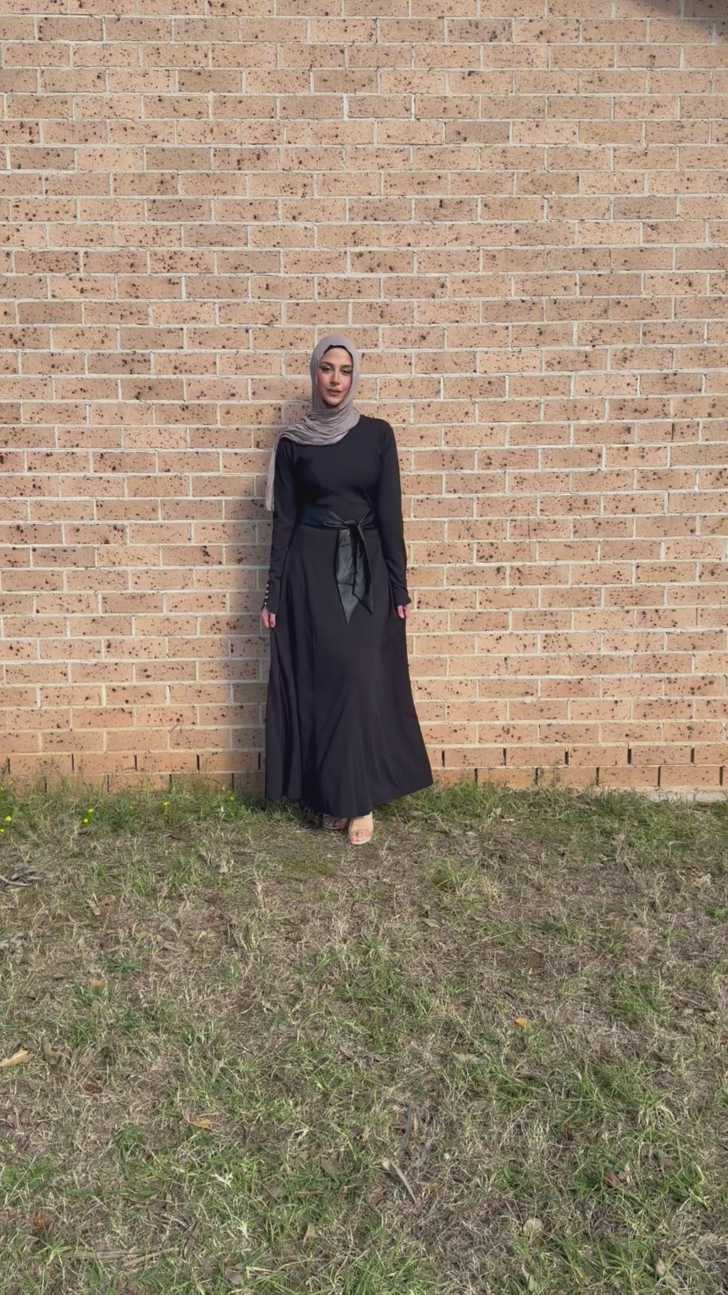 Iman Leather Belt Dress- Black