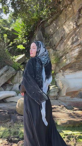 Black Marble- Printed Modal Hijab