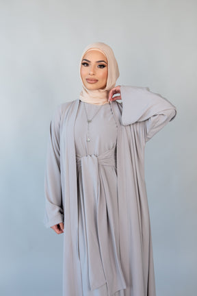 Azra Tie Waist Set - Grey